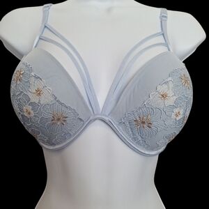 Powder Blue Embroidered Full-Coverage Bra
